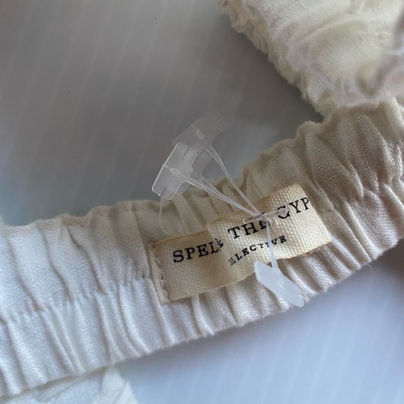 Spell and The Gypsy Rose Garden Crop White Linen Top Large A14 - Picture 4 of 5